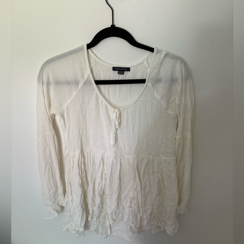 American Eagle White Long Sleeve Top